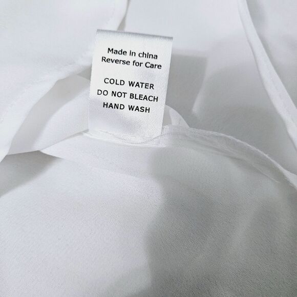 Lumiere Womens Blouse White Size Medium 100% Polyester Pullover Sleeveless Deep - Picture 7 of 12